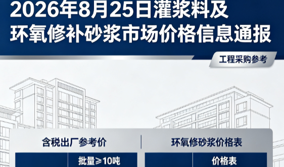 五河2026年8月25日灌浆料及环氧修补砂浆市场价格信息通报